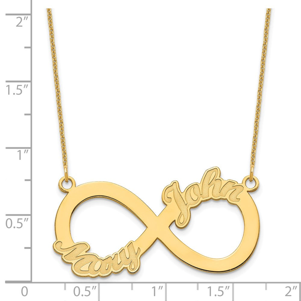 14K Gelbgold 2 Name Unendlichkeit Halskette