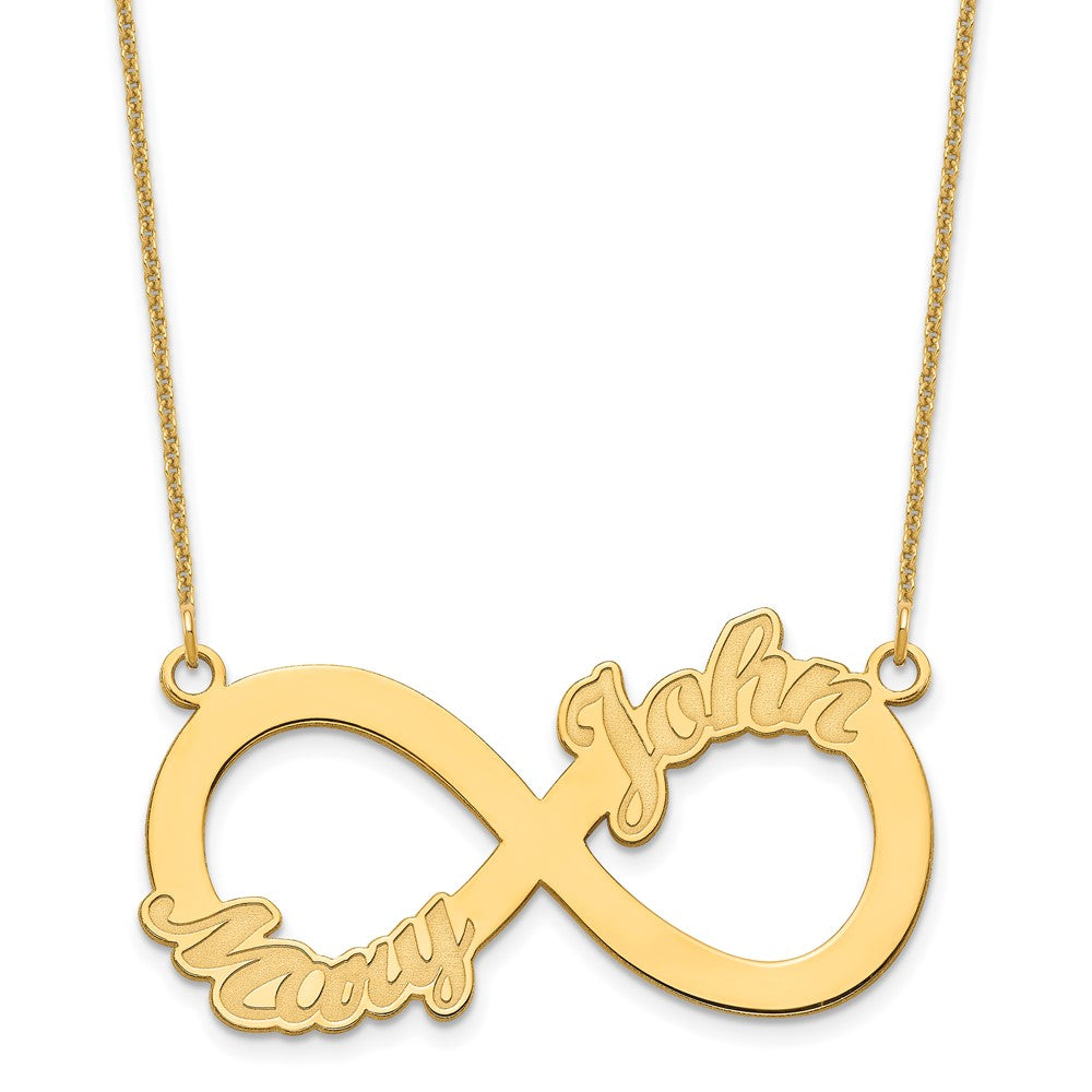 14K Gelbgold 2 Name Unendlichkeit Halskette