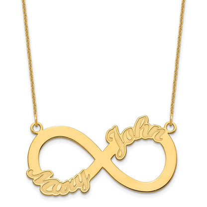 14K Gelbgold 2 Name Unendlichkeit Halskette