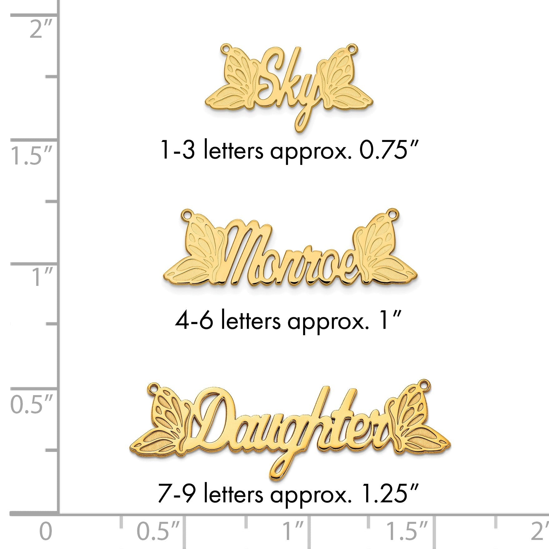 14K Gelbgold Schmetterling Name Platte