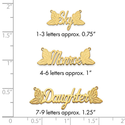 14K Gelbgold Schmetterling Name Platte