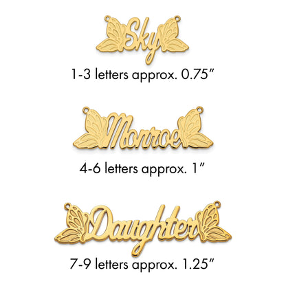 14K Gelbgold Schmetterling Name Platte