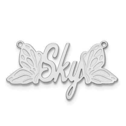 14K Weißgold Schmetterling Name Platte