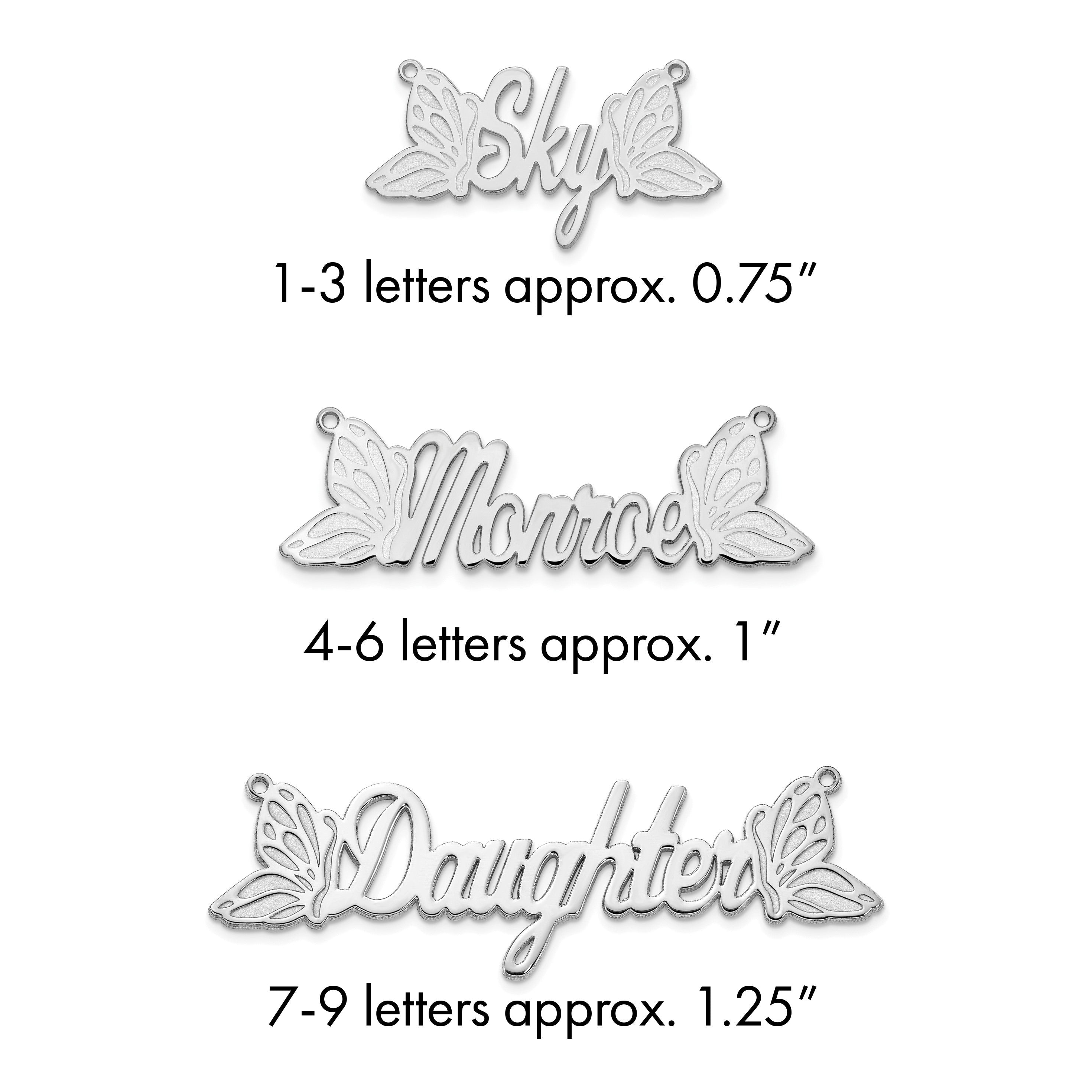 14K Weißgold Schmetterling Name Platte