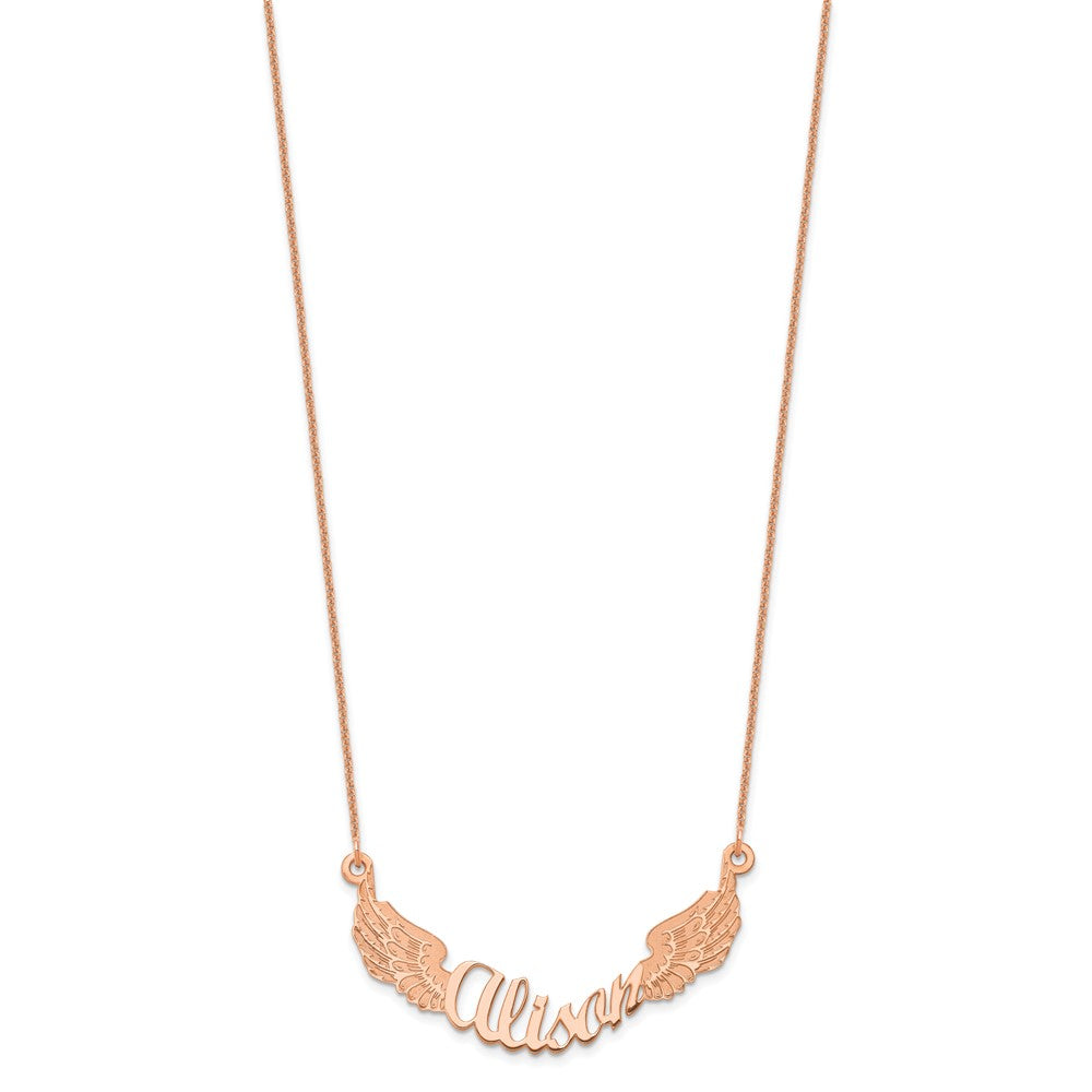 14K Roségold Engel Flügel mit Name Halskette