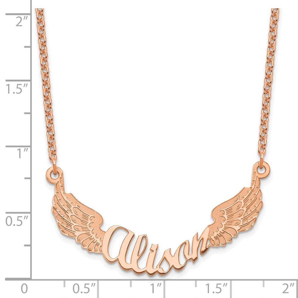 Roségoldbeschichtet Sterlingsilber /rose Engel Flügel mit Name Halskette