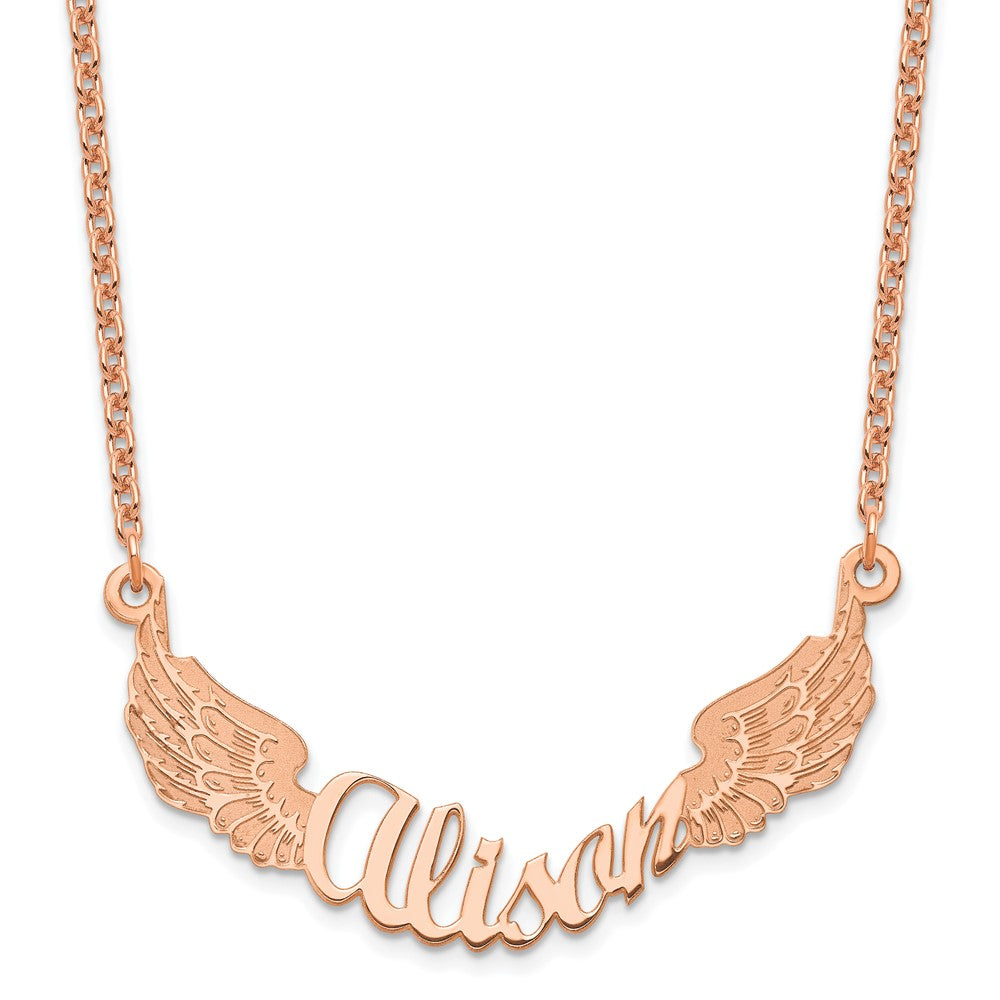 Roségoldbeschichtet Sterlingsilber /rose Engel Flügel mit Name Halskette