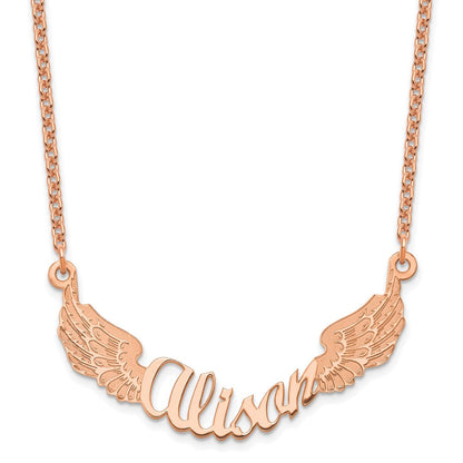 Roségoldbeschichtet Sterlingsilber /rose Engel Flügel mit Name Halskette