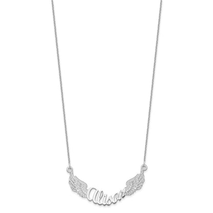 14K Weißgold Engel Flügel mit Name Halskette
