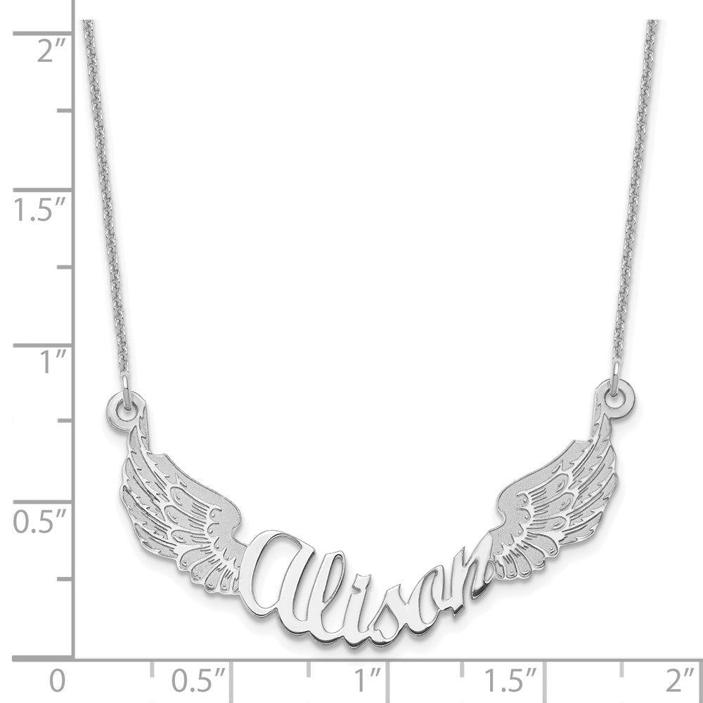 14K Weißgold Engel Flügel mit Name Halskette