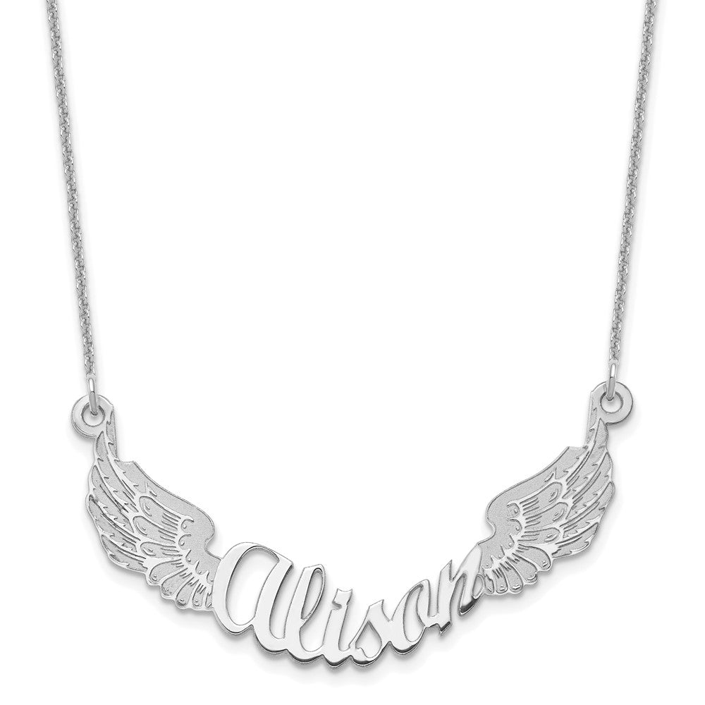 14K Weißgold Engel Flügel mit Name Halskette