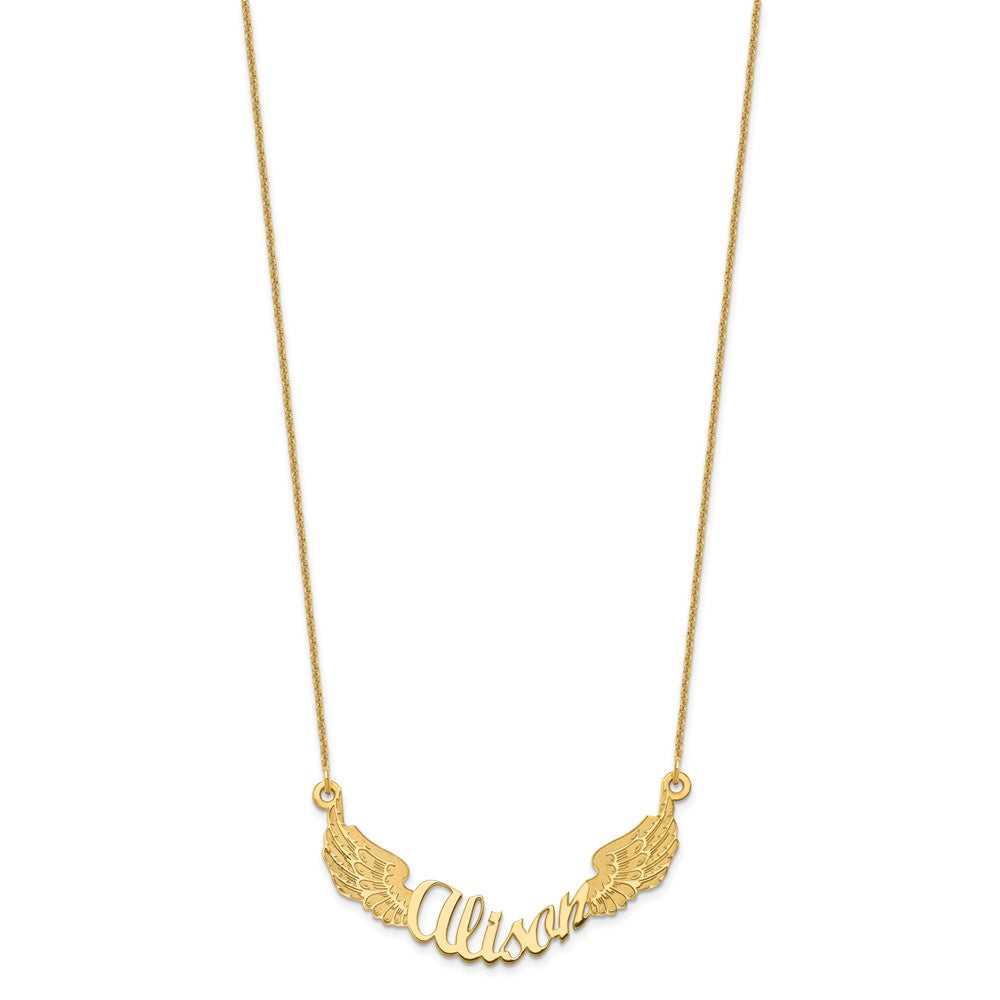 14K Gelbgold Engel Flügel mit Name Halskette
