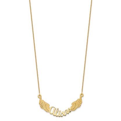 14K Gelbgold Engel Flügel mit Name Halskette
