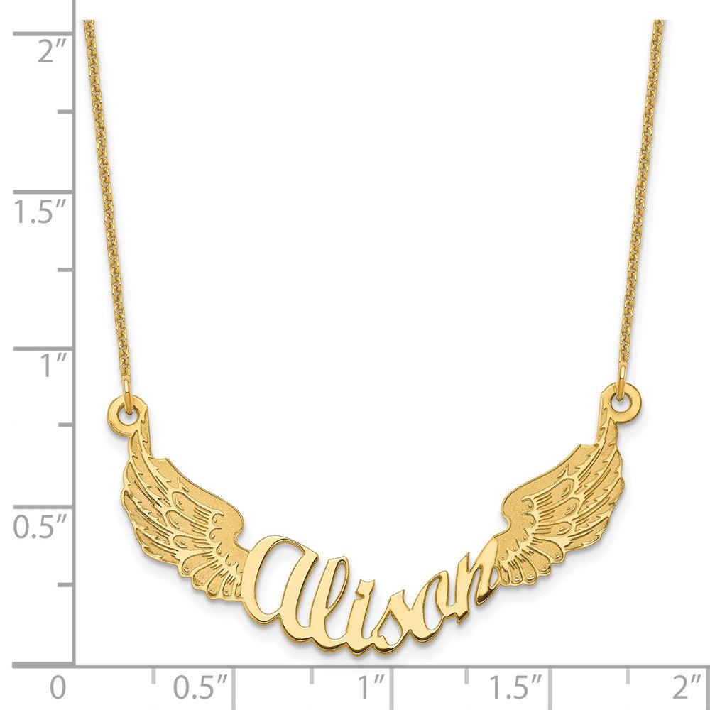 14K Gelbgold Engel Flügel mit Name Halskette