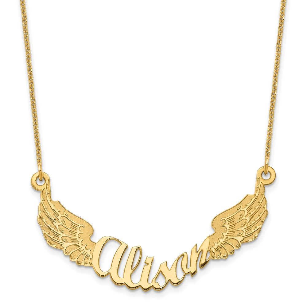 14K Gelbgold Engel Flügel mit Name Halskette