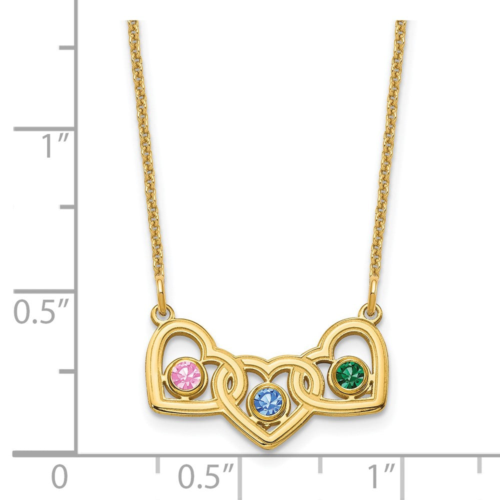 14K Gelbgold 14ky 3 Herzen Birthstones mit Zargenfassung Halskette