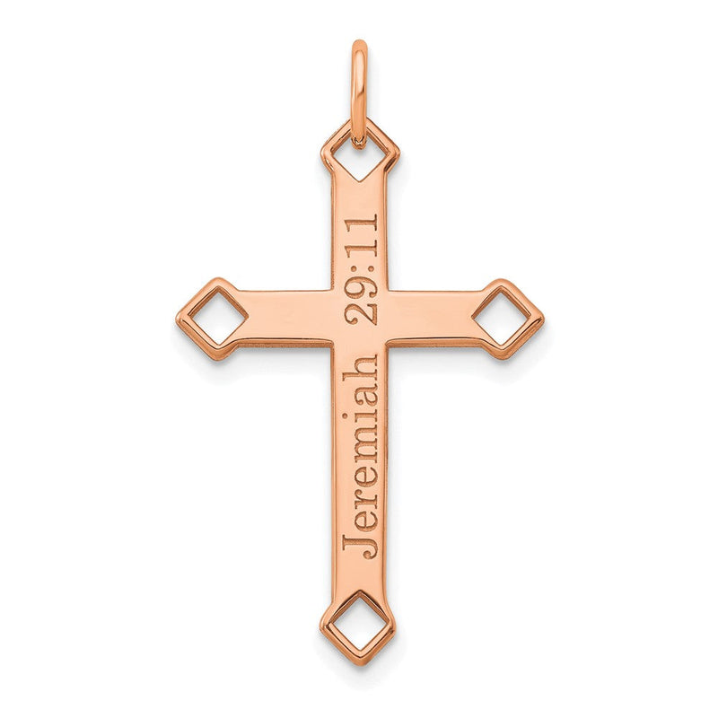 14K Roségold Personalisiert Kreuz Charm