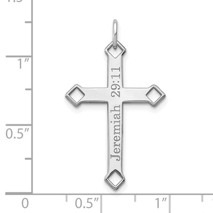 14K Weißgold Personalisiert Kreuz Charm