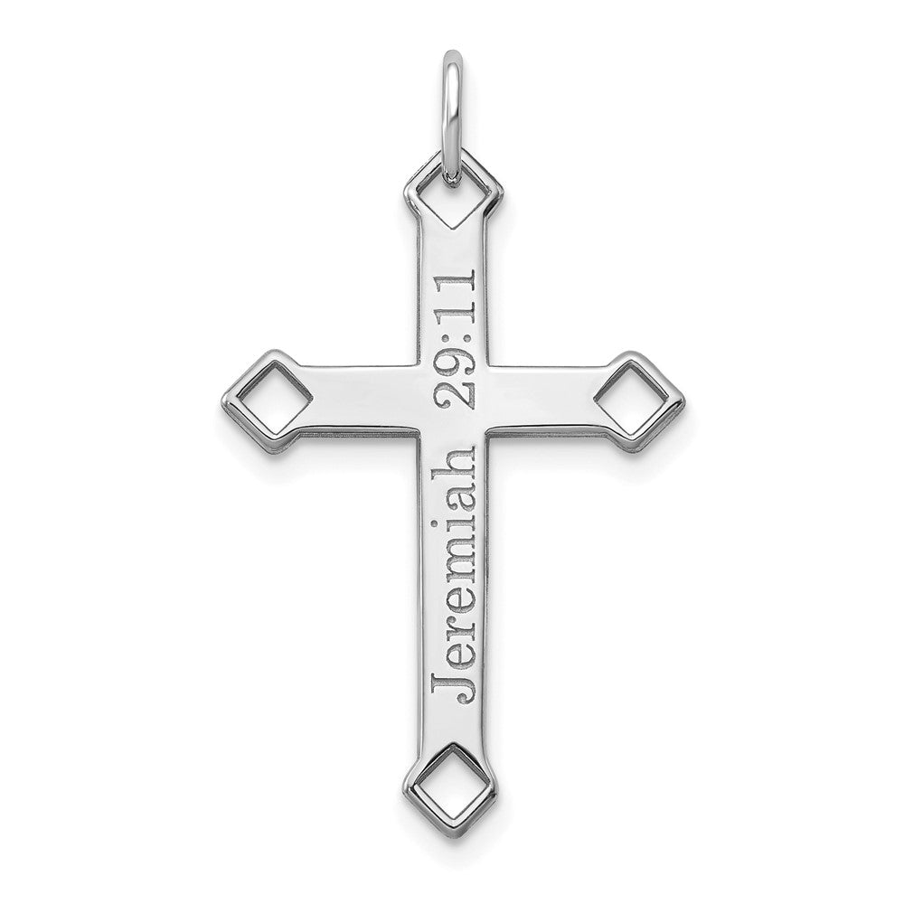 14K Weißgold Personalisiert Kreuz Charm