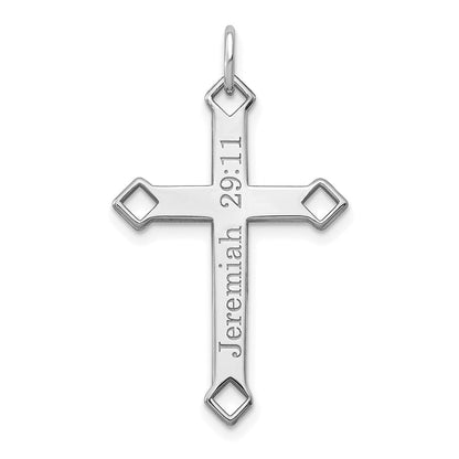 14K Weißgold Personalisiert Kreuz Charm