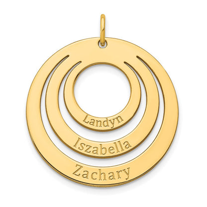 14K Gelbgold 3 Name Kreis Charm