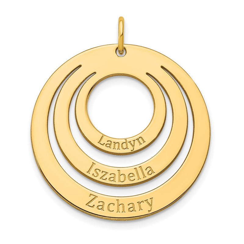 14K Gelbgold 3 Name Kreis Charm