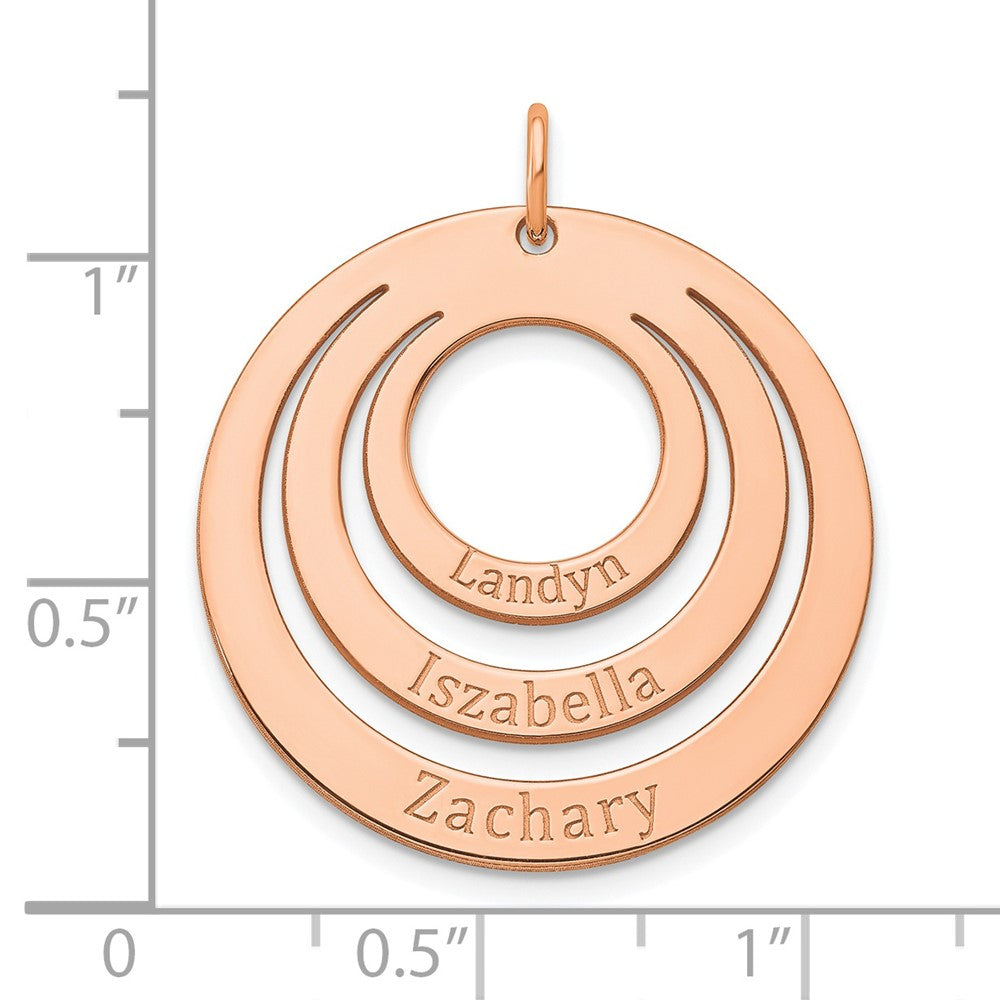 Roségoldbeschichtet Sterlingsilber /rose 3 Name Kreis Charm