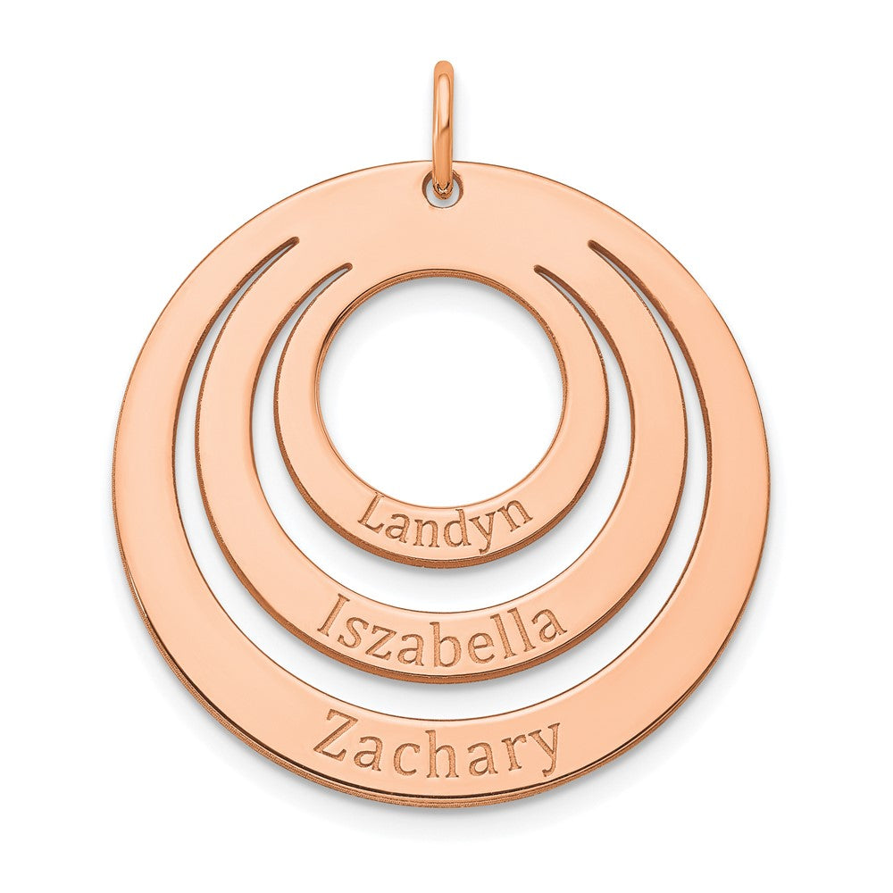 Roségoldbeschichtet Sterlingsilber /rose 3 Name Kreis Charm