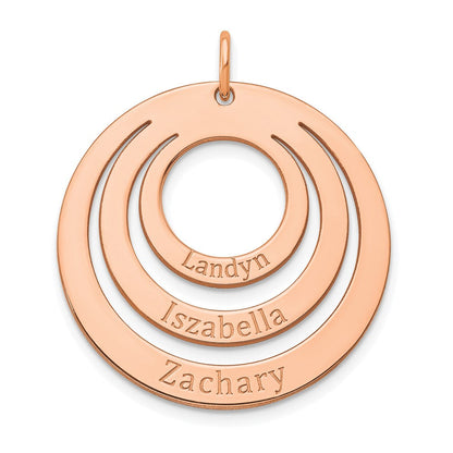 Roségoldbeschichtet Sterlingsilber /rose 3 Name Kreis Charm