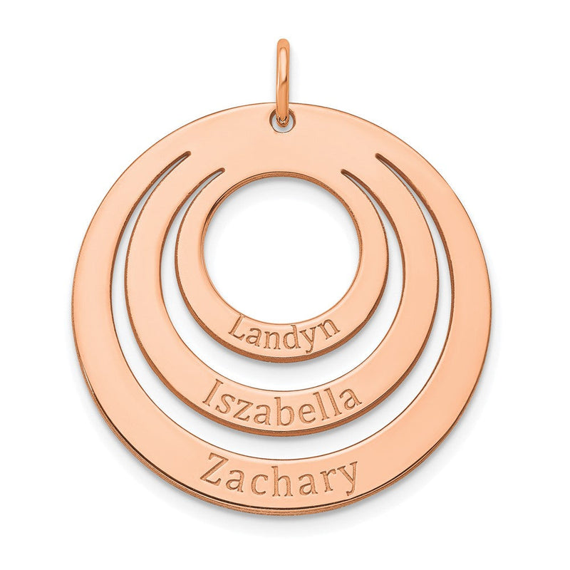 Roségoldbeschichtet Sterlingsilber /rose 3 Name Kreis Charm