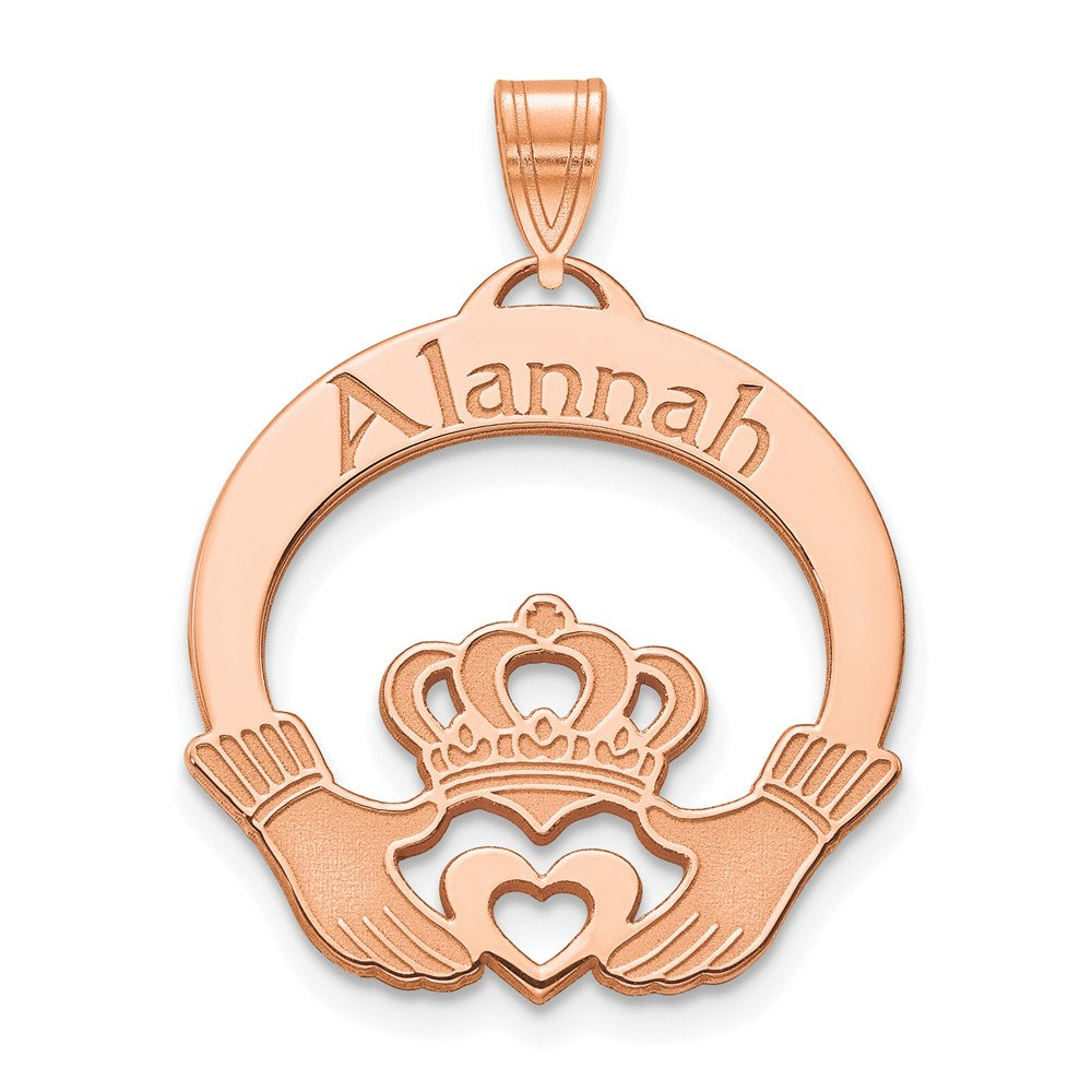 Roségoldbeschichtet Sterlingsilber /rose Personalisiert Claddagh Anhänger