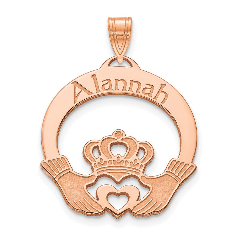 Roségoldbeschichtet Sterlingsilber /rose Personalisiert Claddagh Anhänger