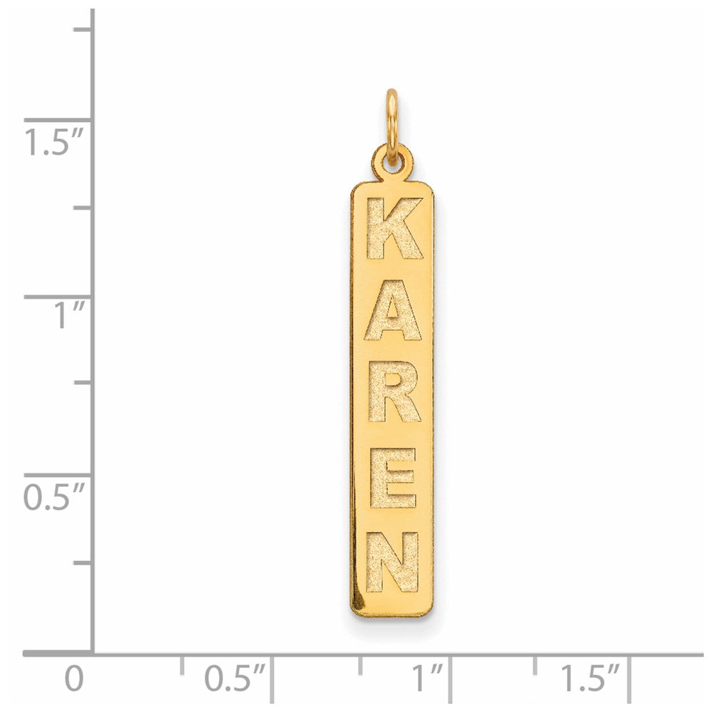 14K Gelbgold Groß Arial Schwarz New Schriftart Stab Charm