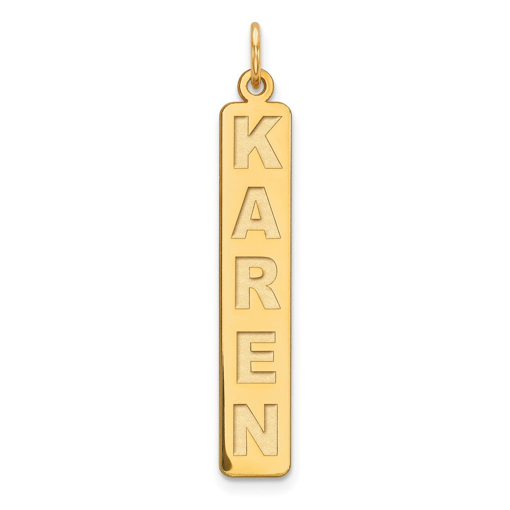 14K Gelbgold Groß Arial Schwarz New Schriftart Stab Charm
