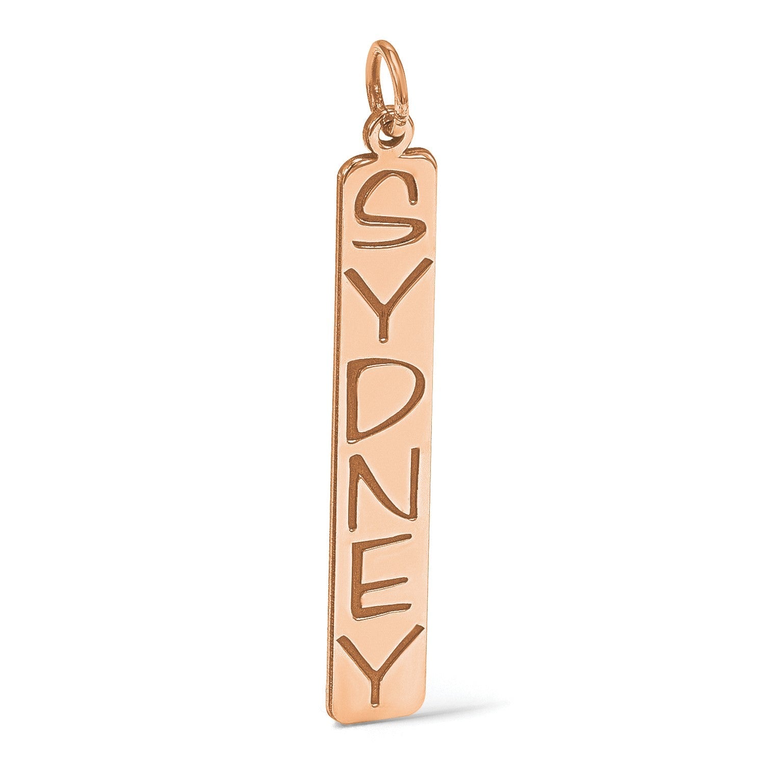14K Roségold 14K Roségold Groß Arial Schwarz New Schriftart Stab Charm