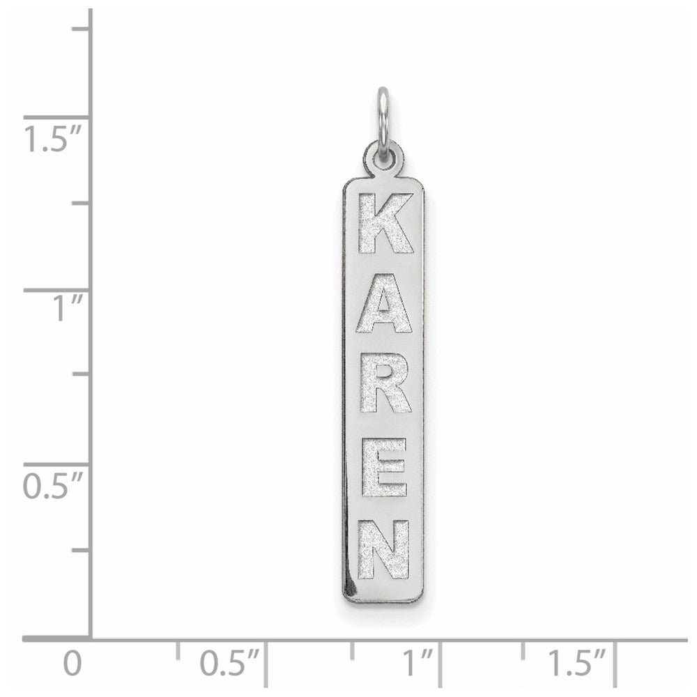 Sterlingsilber Rhodiniert Groß Arial Schwarz New Schriftart Stab Charm