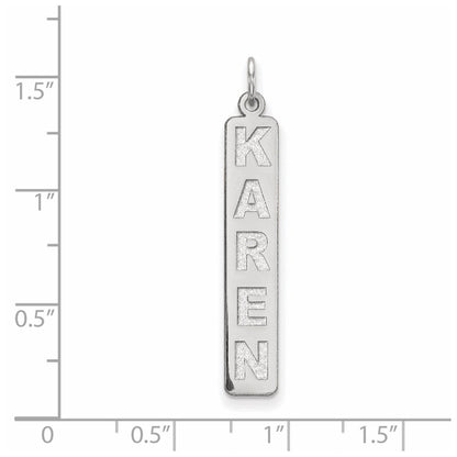 Sterlingsilber Rhodiniert Groß Arial Schwarz New Schriftart Stab Charm