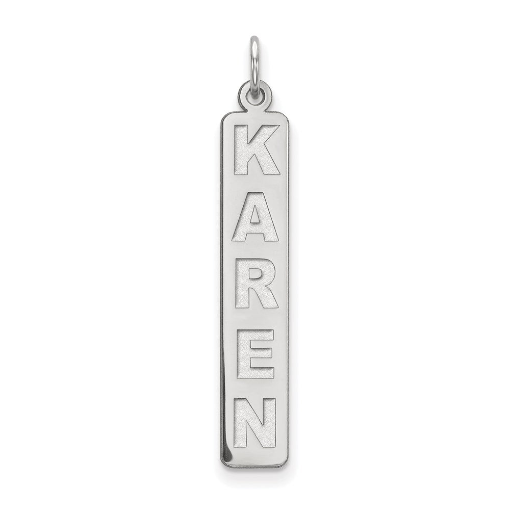 Sterlingsilber Rhodiniert Groß Arial Schwarz New Schriftart Stab Charm