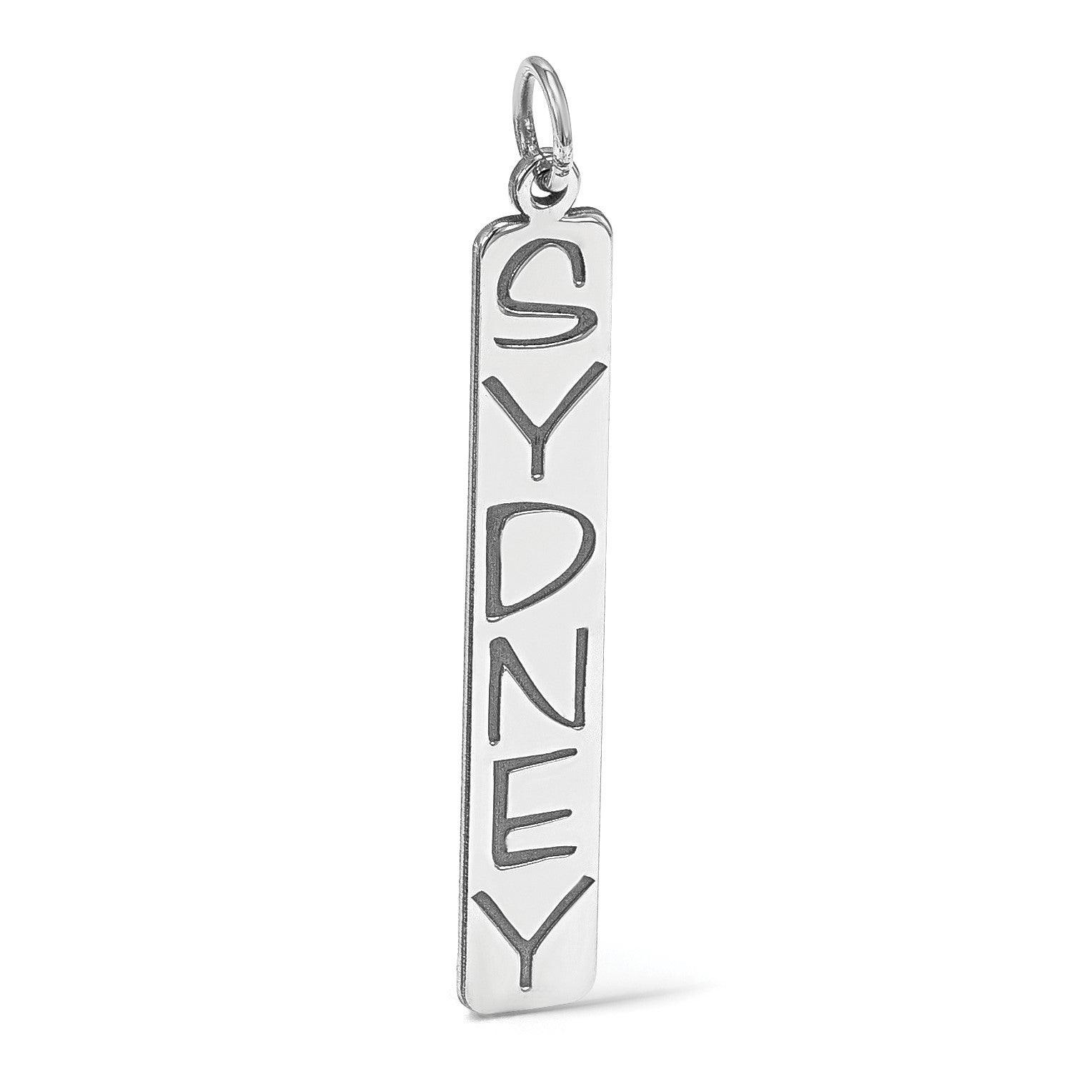 14K Weißgold 14K Weißgold Groß Arial Schwarz New Schriftart Stab Charm