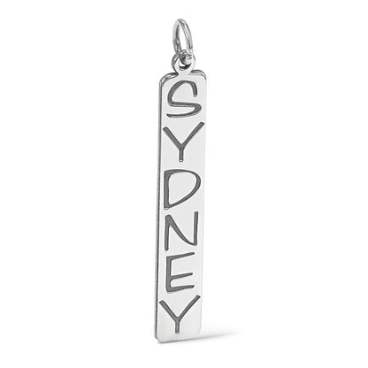 14K Weißgold 14K Weißgold Groß Arial Schwarz New Schriftart Stab Charm