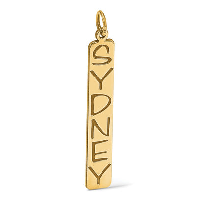14K Gelbgold Groß Arial Schwarz New Schriftart Stab Charm