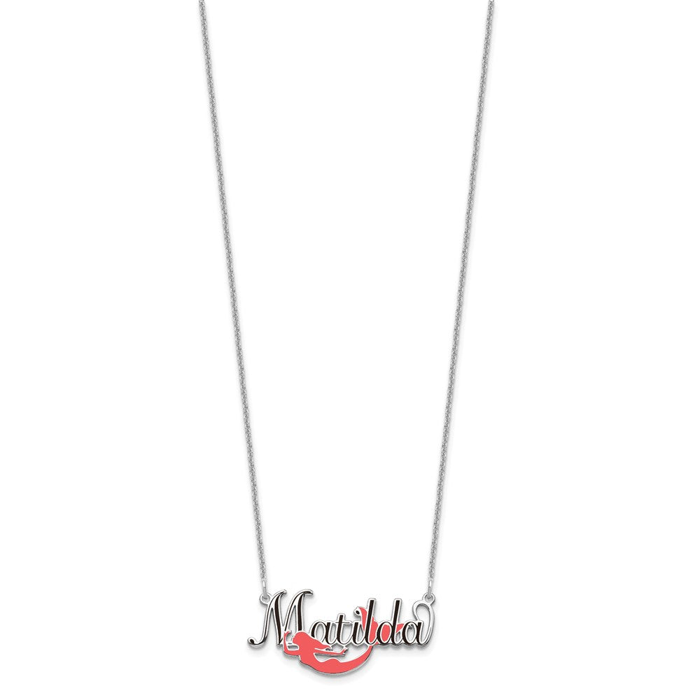 14K Weißgold Epoxid Meerjungfrau und Name Halskette