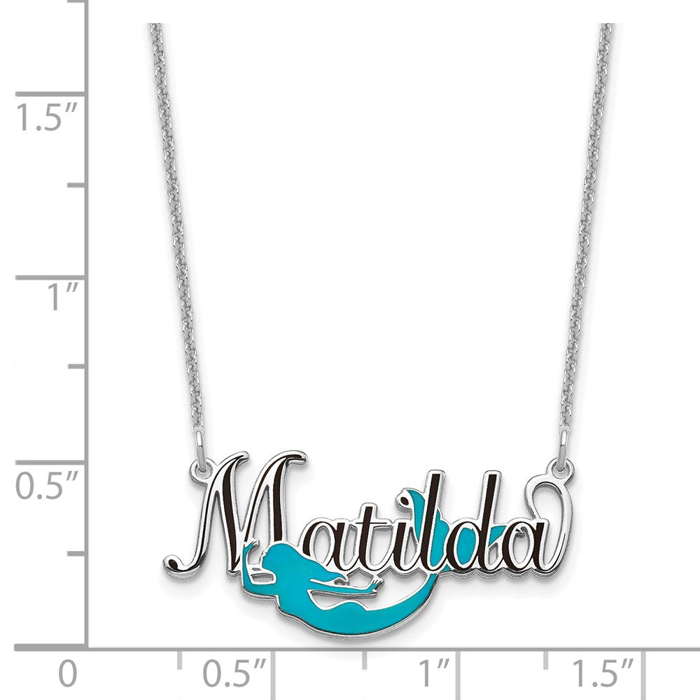 14K Weißgold Epoxid Meerjungfrau und Name Halskette