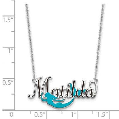14K Weißgold Epoxid Meerjungfrau und Name Halskette