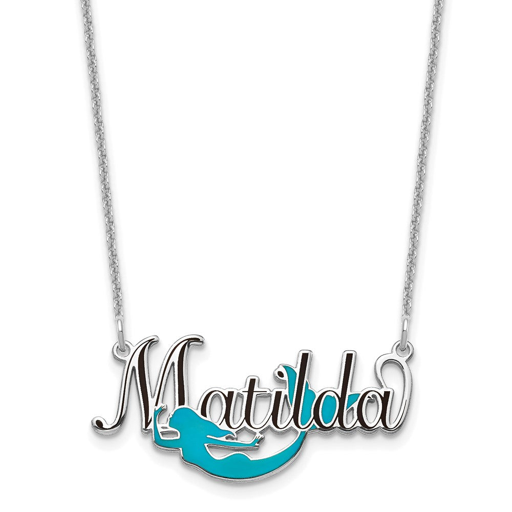 14K Weißgold Epoxid Meerjungfrau und Name Halskette