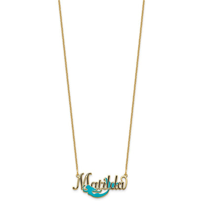 14K Gelbgold Epoxid Meerjungfrau und Name Halskette