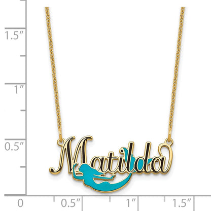 14K Gelbgold Epoxid Meerjungfrau und Name Halskette