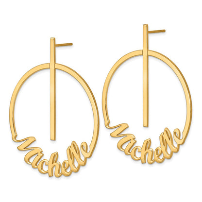 Vergoldet Sterlingsilber /gold Kreis Groß Name Ohrstecker