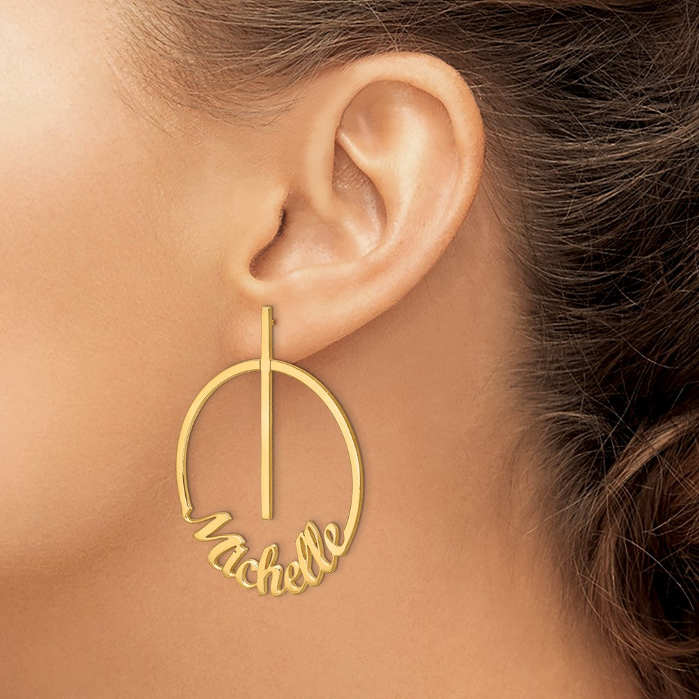 Vergoldet Sterlingsilber /gold Kreis Groß Name Ohrstecker