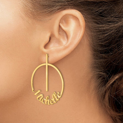 Vergoldet Sterlingsilber /gold Kreis Groß Name Ohrstecker